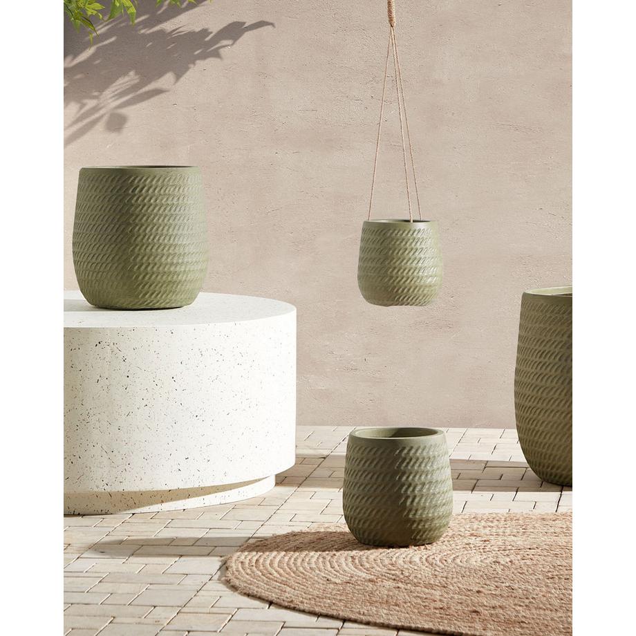 Beliani Blumenkübel aus Lehm-Faser-Mischung Boho LIVADIA  