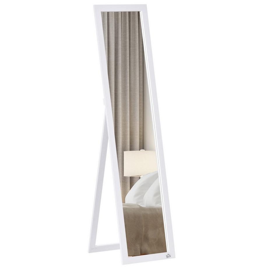 Northio Miroir pleine longueur, miroir mural 154 x 37 cm avec support, miroir sur pied pour salon, chambre à coucher, blanc |  