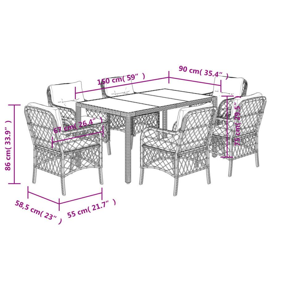 VidaXL Garten essgruppe poly-rattan  