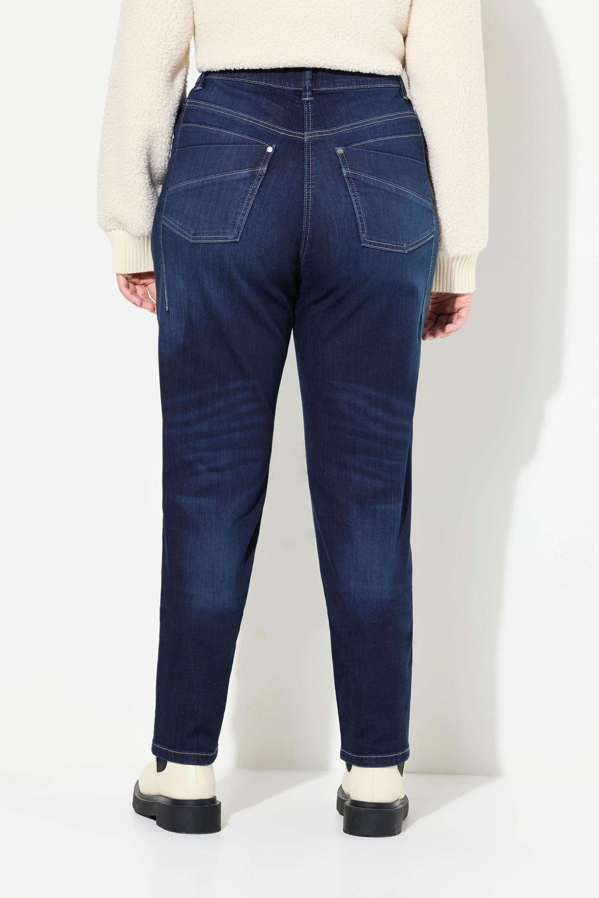 Ulla Popken  Jean Mom jambe large, rivets fantaisie et taille confortable 