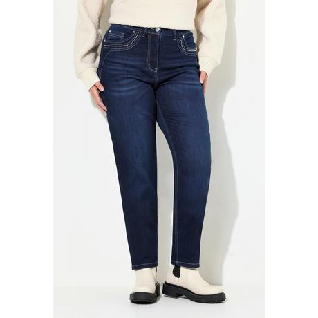 Ulla Popken  Mom-Jeans, weites Bein, Ziernieten, Komfortbund 