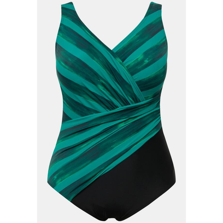 Ulla Popken Costume da bagno Righe Effetto incrociato Coppe morbide  