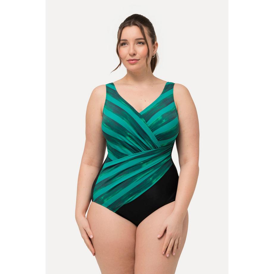 Ulla Popken Costume da bagno Righe Effetto incrociato Coppe morbide  