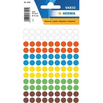 HERMA Markierungspunkte 8mm 1831 farbig ass. 540 Stück