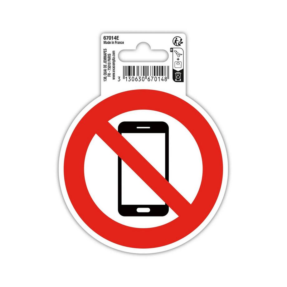 Cartello adesivo rotondo diametro 10cm VIETATO L'USO DI TELEFONI CELLULARI