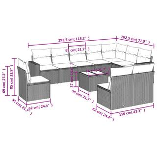 VidaXL Ensemble de canapés de jardin rotin synthétique  