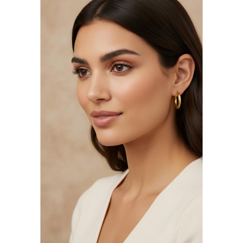 Maxte  Créoles Huggie en    Couleur  à Motif Peau de Serpent 