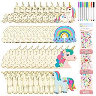 Activity-board  Kit licorne, 51 pièces licorne en bois, licorne pour enfants peinture décoration 