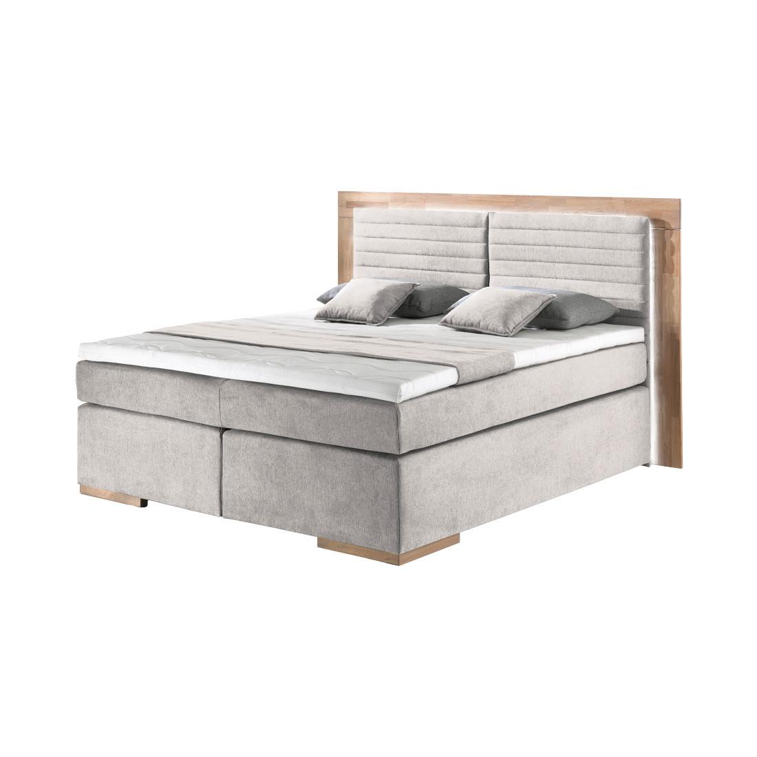 Naturoo Lit Boxspring Marcel 180x200cm beige incl. Premium Topper & éclairage LED  