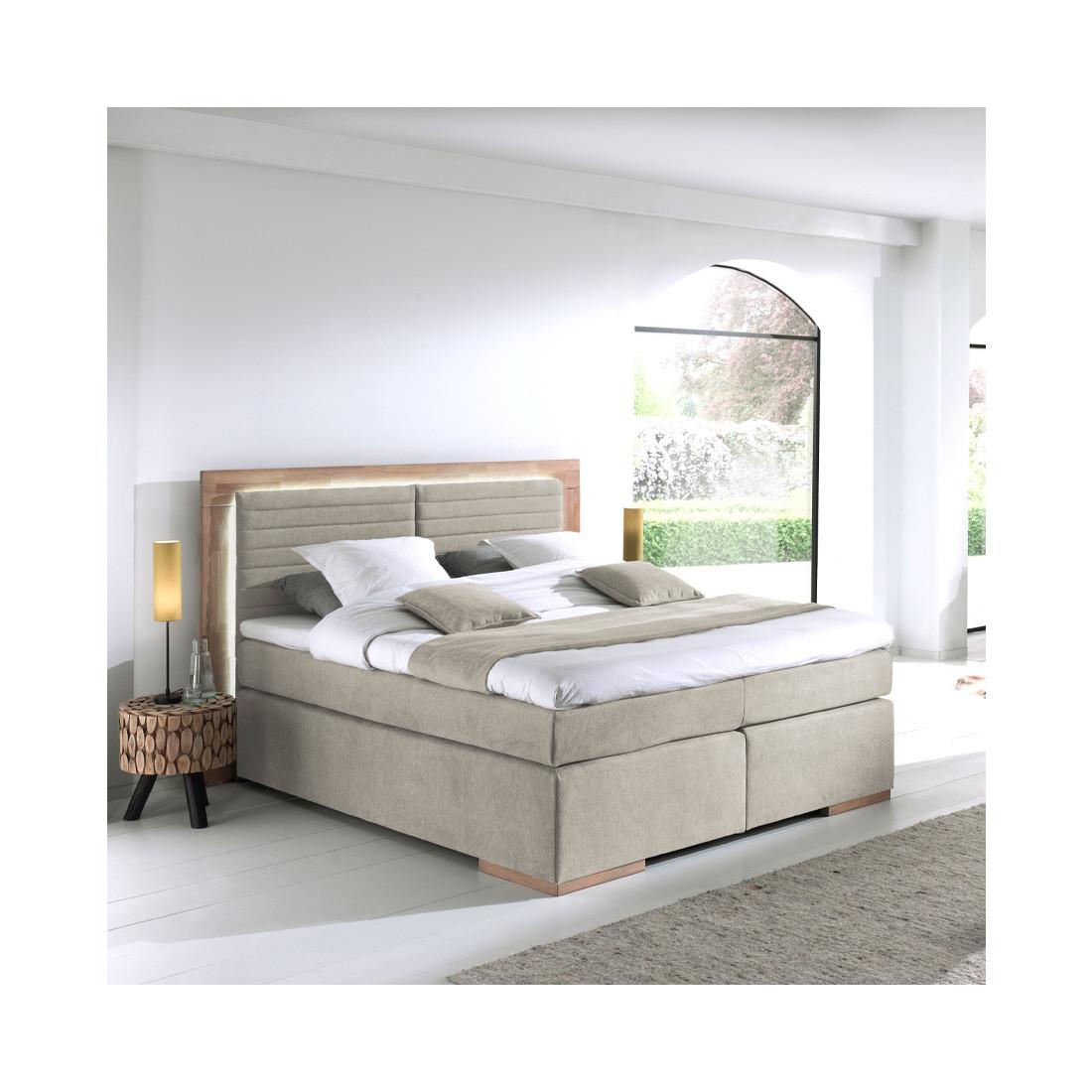 Naturoo Boxspringbett Marcel 180x200cm inkl. Premium Topper & LED Beleuchtung  