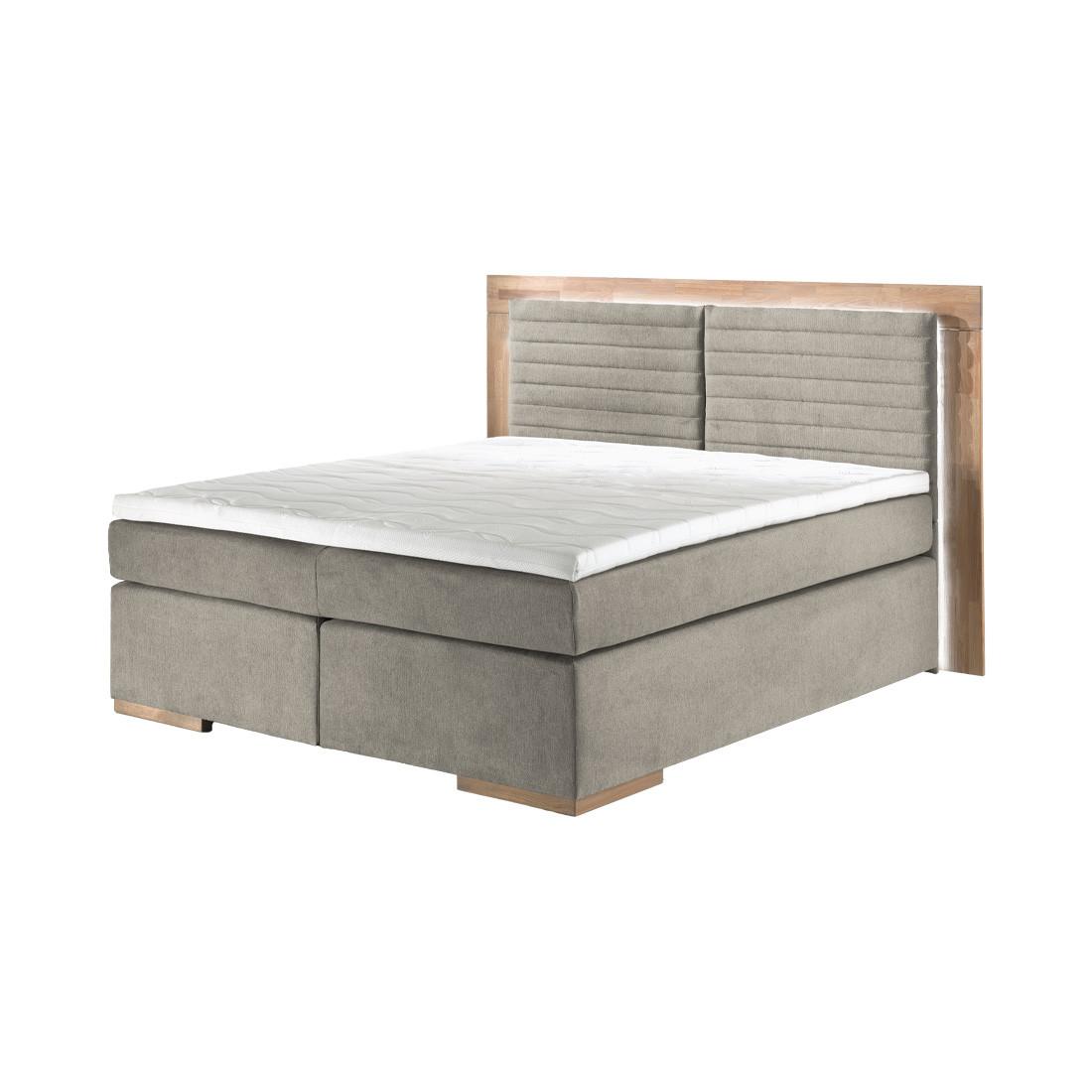 Naturoo Lit Boxspring Marcel 180x200cm beige incl. Premium Topper & éclairage LED  