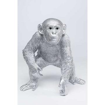 Figurine décorative jouant le singe argent