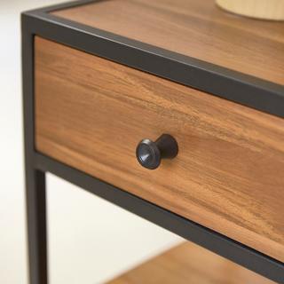 Tikamoon Comodino in legno di acacia massello e metallo Agra  