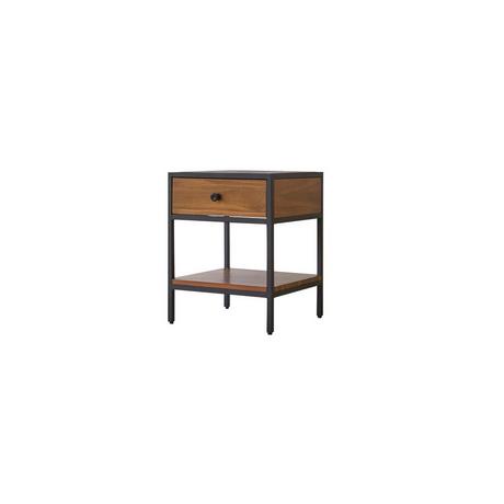 Tikamoon Comodino in legno di acacia massello e metallo Agra  