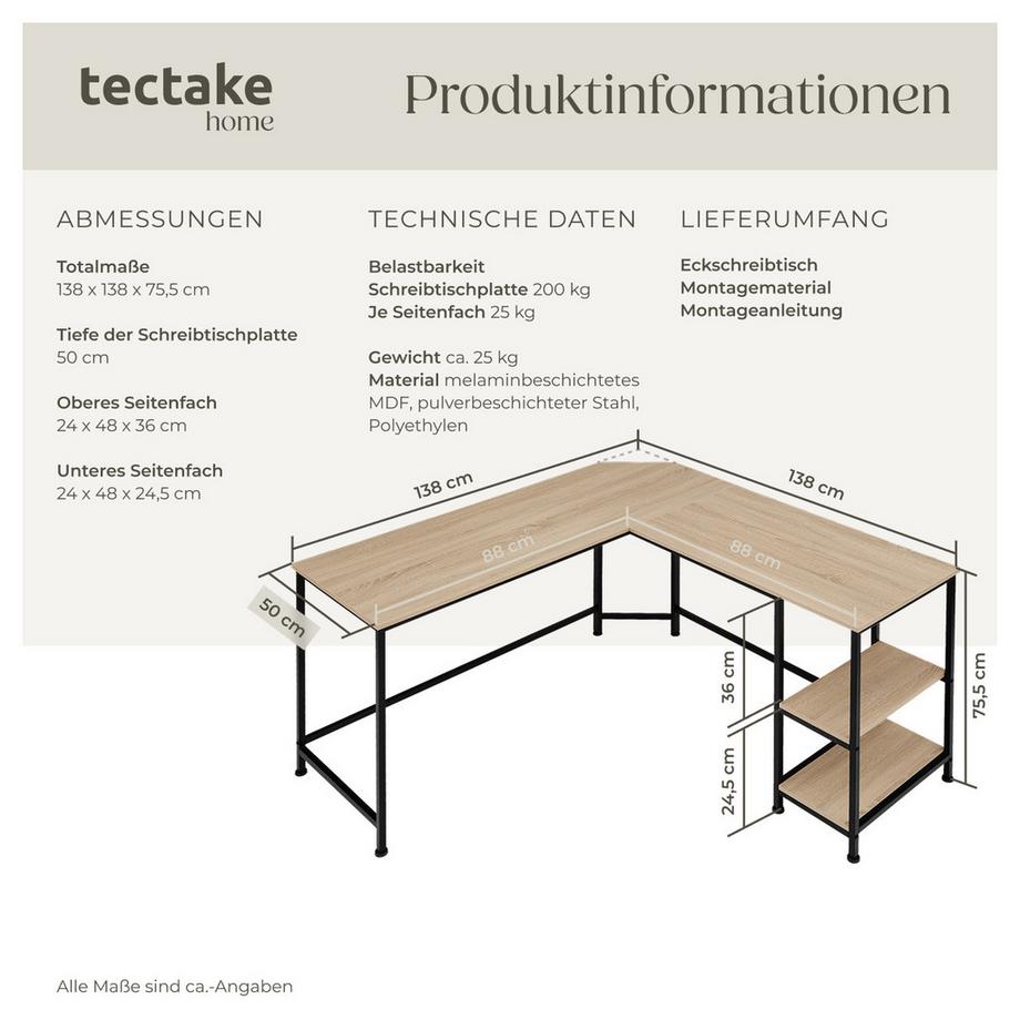 Tectake Scrivania Hamilton  stile industriale  