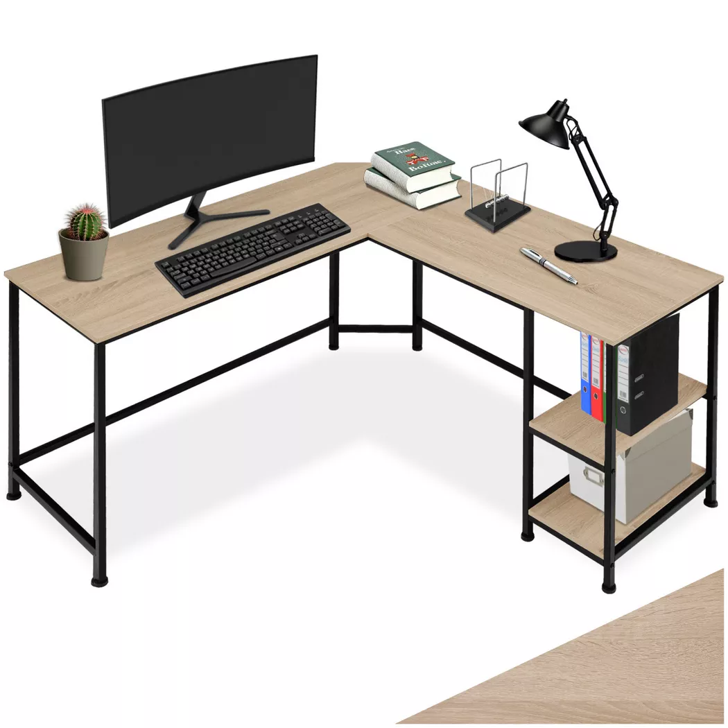 Tectake - Bureau HAMILTON style industriel, 138CM, Sable