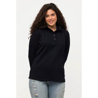 Ulla Popken  Sweat-shirt, col montant en maille, boutons, manches longues 