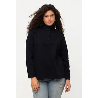 Ulla Popken  Sweatshirt, Strick-Stehkragen, Knöpfe, Langarm 