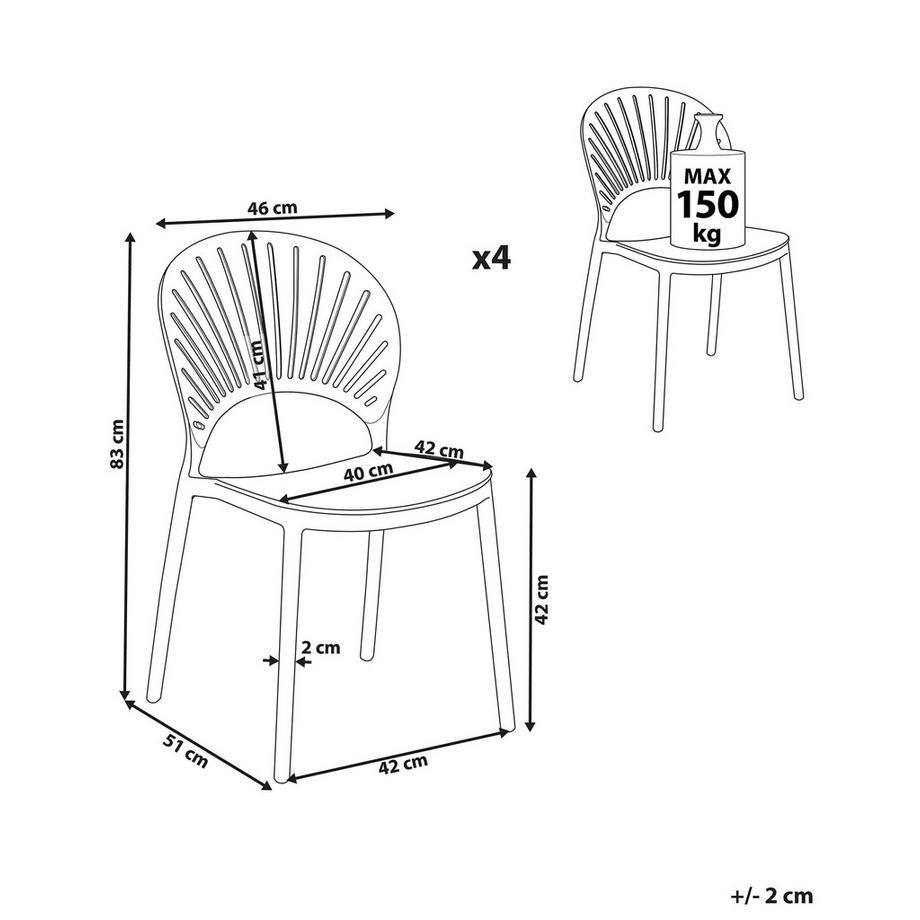 Beliani Lot de 4 chaises de jardin en Polypropylène Rétro OSTIA  