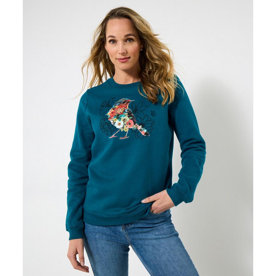 Sweat-shirt ample motif rouge-gorge