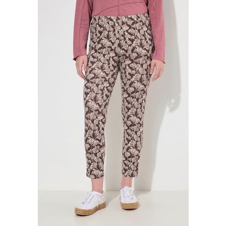 Ulla Popken  Legging en coton bio, motif feuilles et boutons fantaisie 