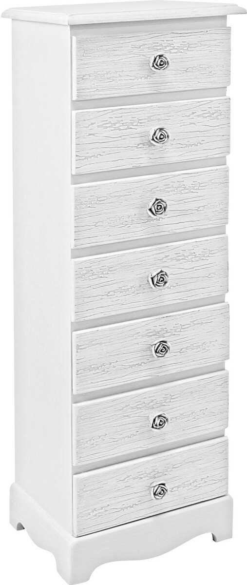 mutoni Commode en bois Blanc 7 tiroirs  