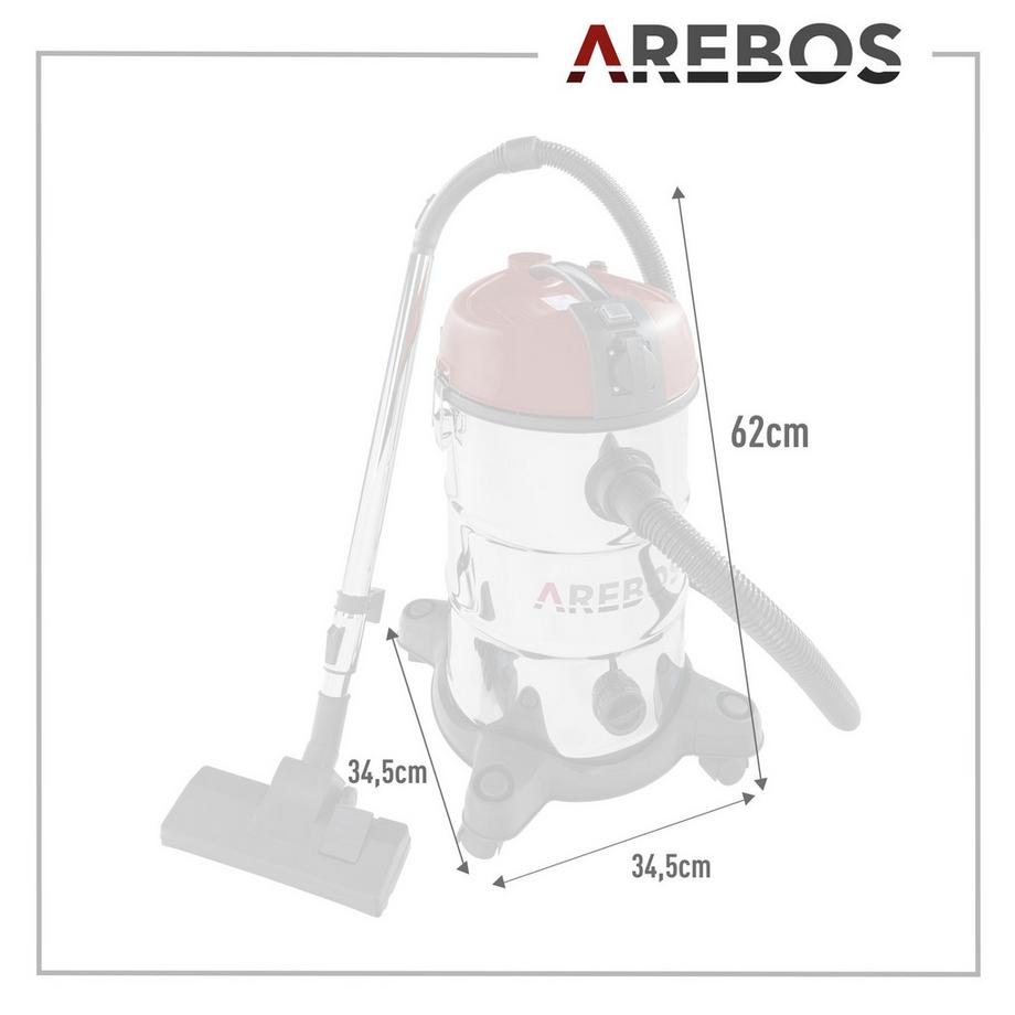 Arebos Industriestaubsauger 5IN1 Staubsauger Nass Trocken 1300 W 30 L  