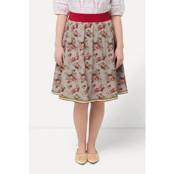 Gonna in tradizionale stile Tracht con taglio svasato, cintura elastica, laccetti e pizzo