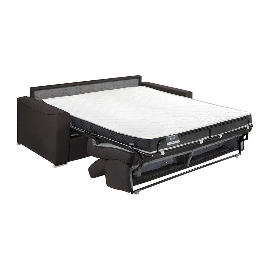 LINEA SOFA Canapé 2 places convertible express en tissu marron - couchage 120 cm - Matelas 14 cm avec mémoire de forme VIZIR  