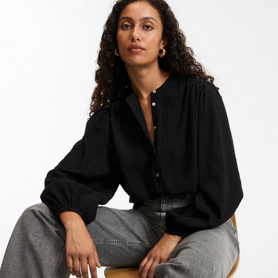 La Redoute Collections Oversized Bluse mit Stehkragen  