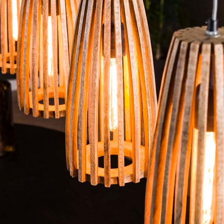 mutoni Lampada a sospensione Launch 4L in legno di mango naturale  