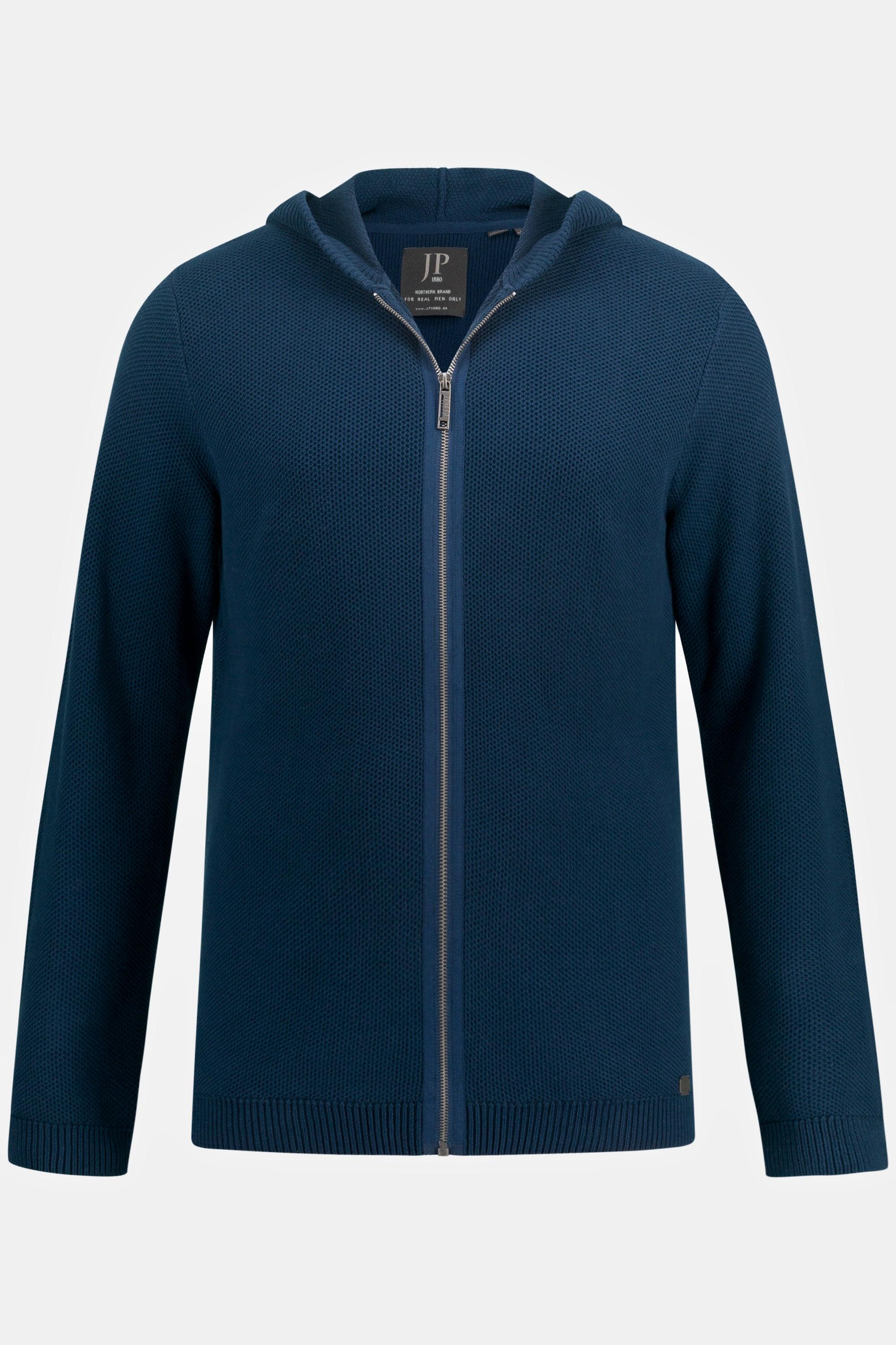 JP1880  Cardigan di maglia lavorata con cappuccio e zip 