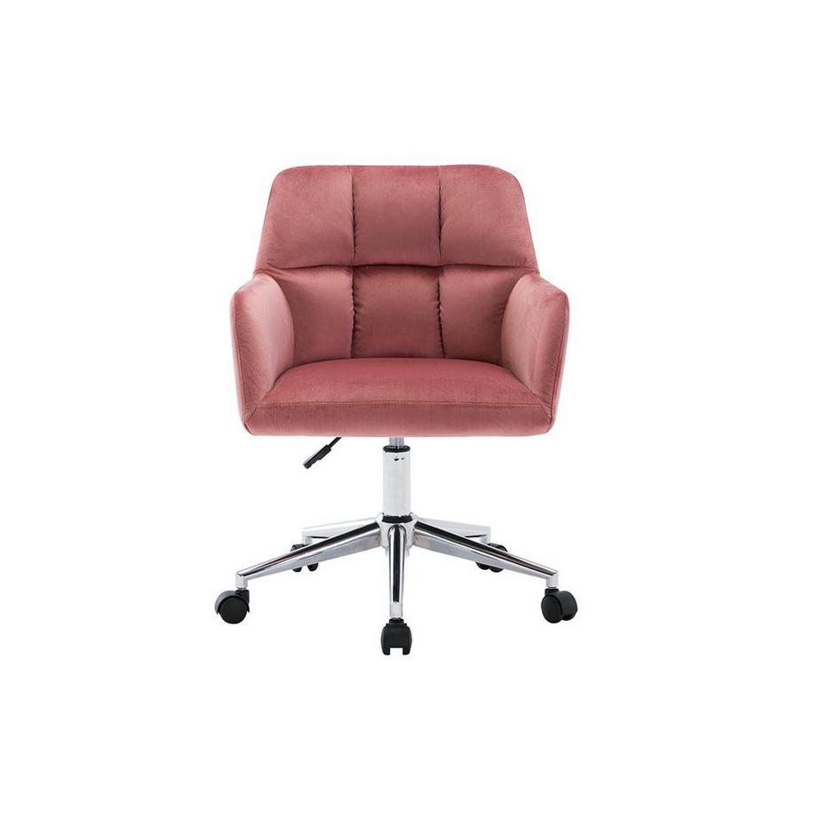 Vente-unique Chaise de bureau Velours Rose Hauteur réglable PEGA  
