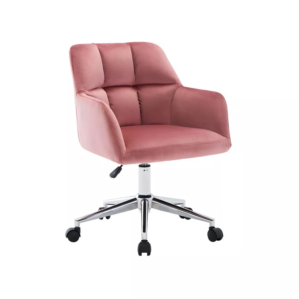 Vente-unique - Chaise de bureau Velours Rose Hauteur réglable PEGA, One Size