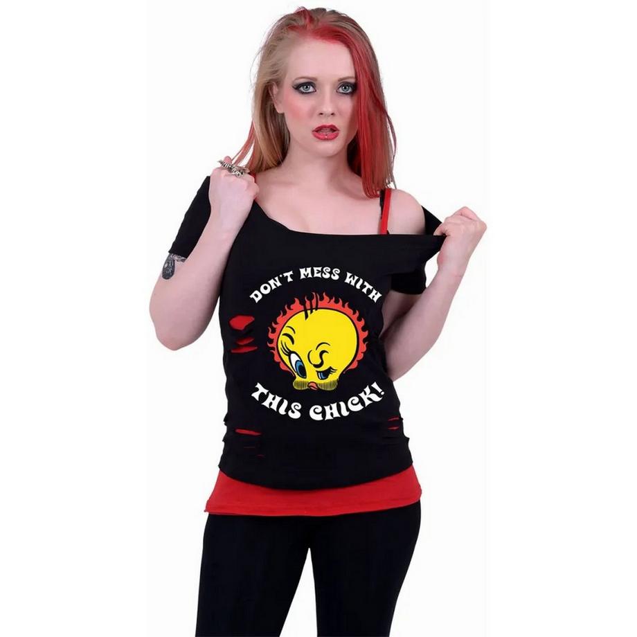 LOONEY TUNES Tough Chick T-Shirt Imprimé Col Rond  