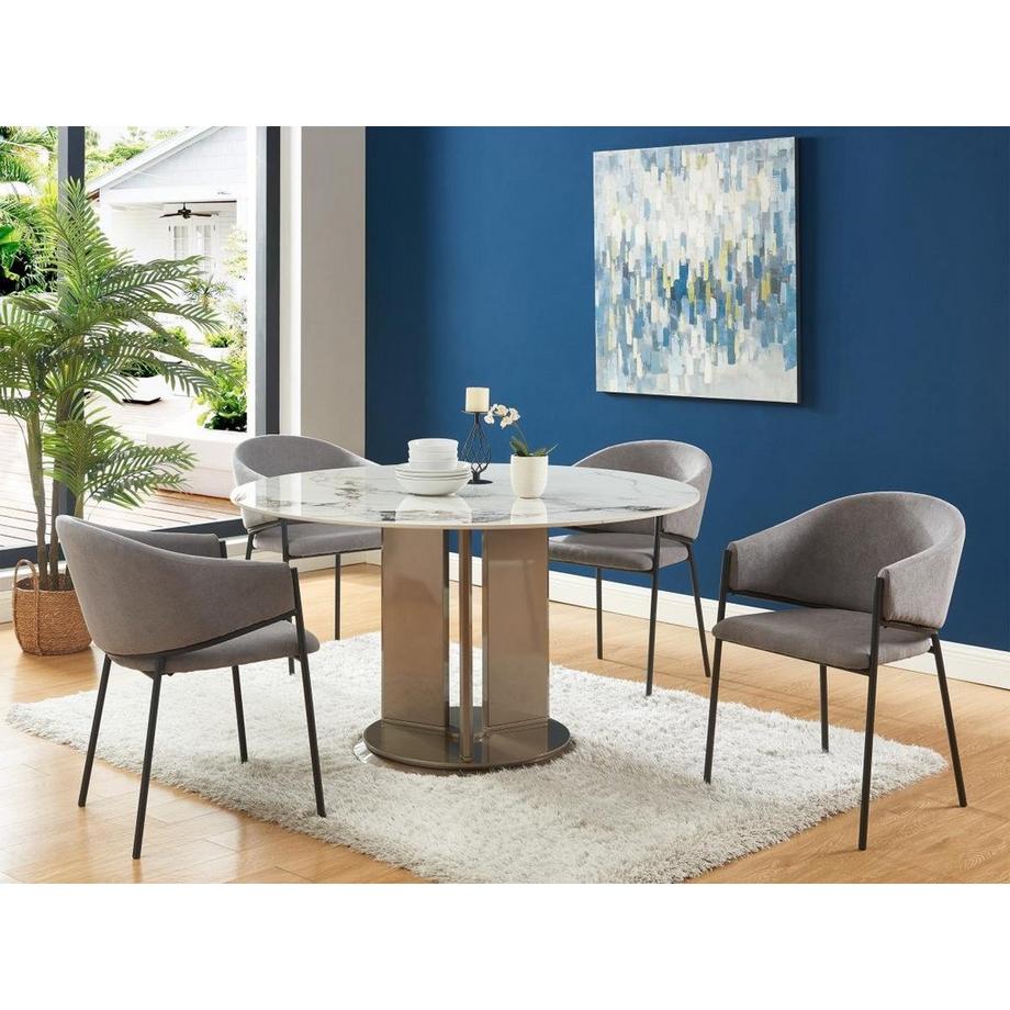 PASCAL MORABITO Lot de 6 chaises avec accoudoirs en tissu et métal - Gris - ORDIDA de Pascal MORABITO  