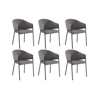 PASCAL MORABITO Lot de 6 chaises avec accoudoirs en tissu et métal - Gris - ORDIDA de Pascal MORABITO  