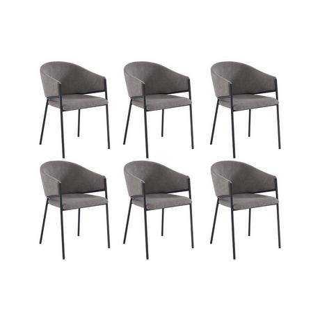 PASCAL MORABITO Lot de 6 chaises avec accoudoirs en tissu et métal - Gris - ORDIDA de Pascal MORABITO  