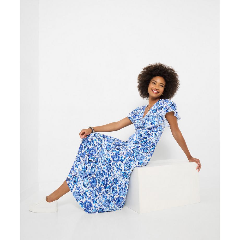 Joe Browns Maxikleid V-Ausschnitt Blumenmuster Gesmokte Taille  