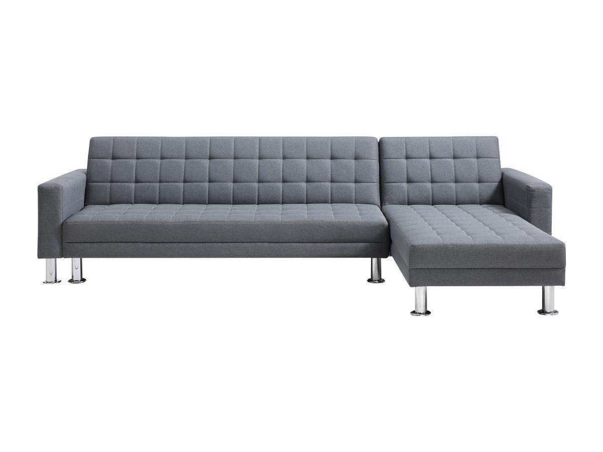 Vente-unique Ecksofa mit Schlaffunktion - Ecke wechselbar - Stoff - Grau WILLIS II  