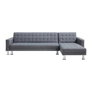 Vente-unique Ecksofa mit Schlaffunktion - Ecke wechselbar - Stoff - Grau WILLIS II  