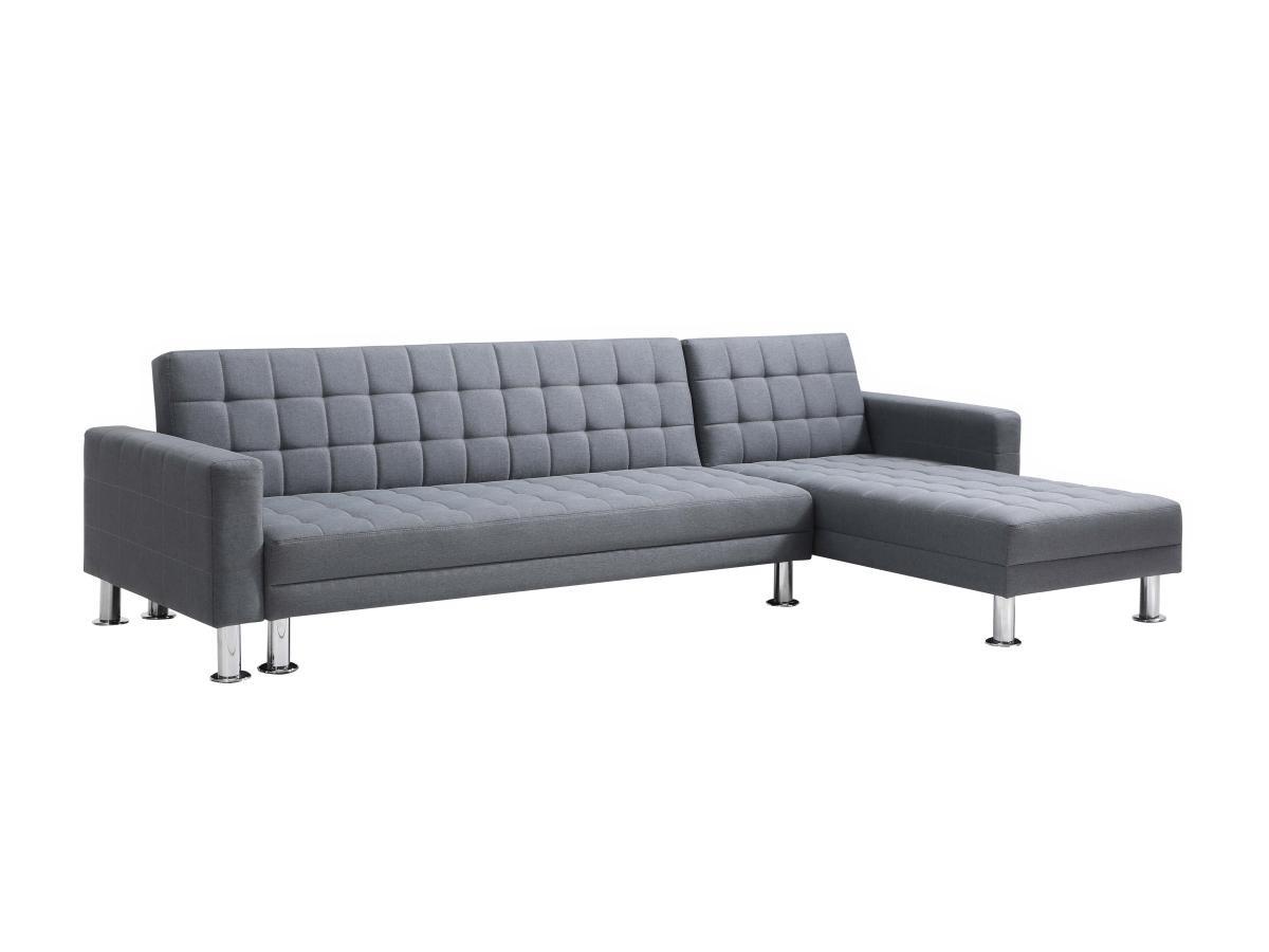 Vente-unique Ecksofa mit Schlaffunktion - Ecke wechselbar - Stoff - Grau WILLIS II  