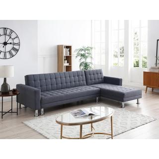 Vente-unique Ecksofa mit Schlaffunktion - Ecke wechselbar - Stoff - Grau WILLIS II  