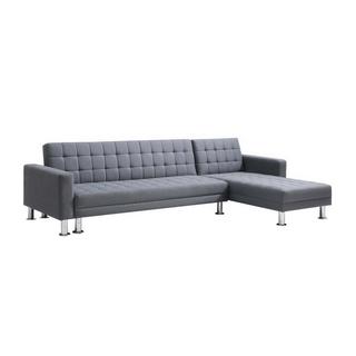 Vente-unique Ecksofa mit Schlaffunktion - Ecke wechselbar - Stoff - Grau WILLIS II  