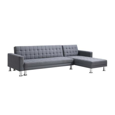 Vente-unique Ecksofa mit Schlaffunktion - Ecke wechselbar - Stoff - Grau WILLIS II  