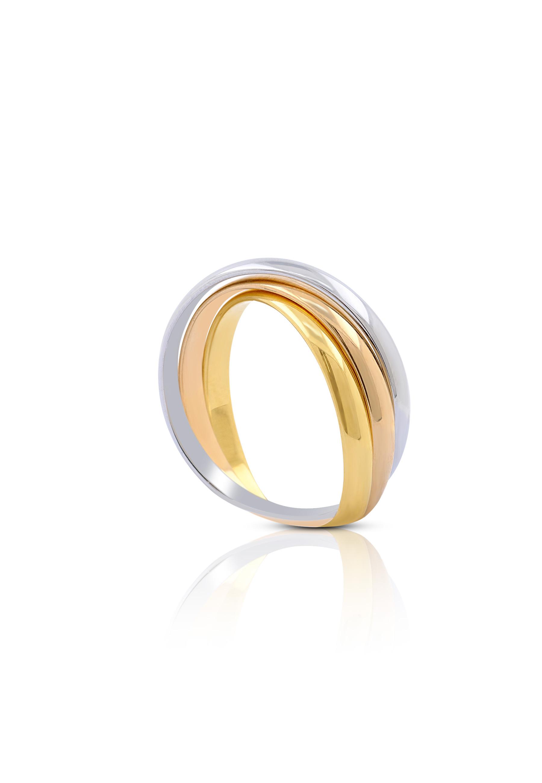 Image of Ring Tricolor Weiss-/gelb-/rotgold 750 Damen Gold 52