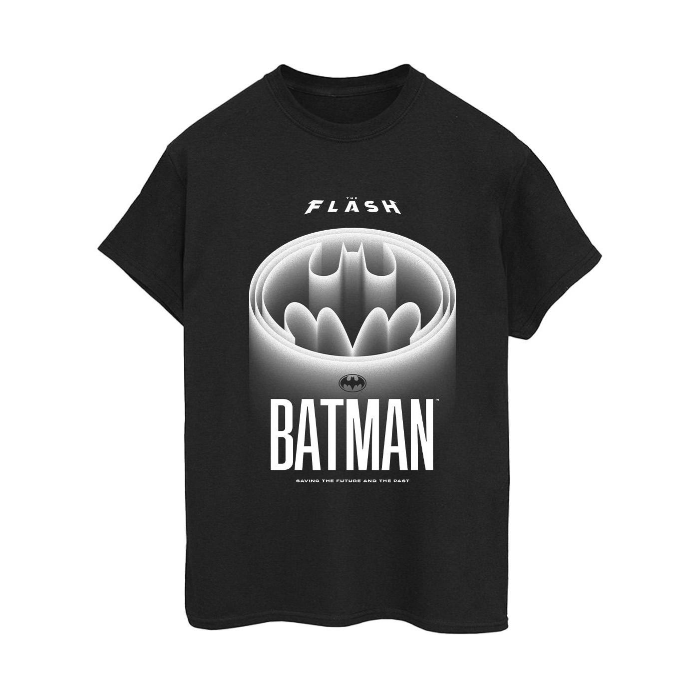 Image of The Flash Batman White Logo Tshirt Damen Schwarz 5XL