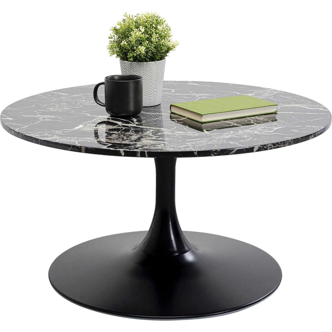 KARE Design Table basse Schickeria marbre noir rond 80  