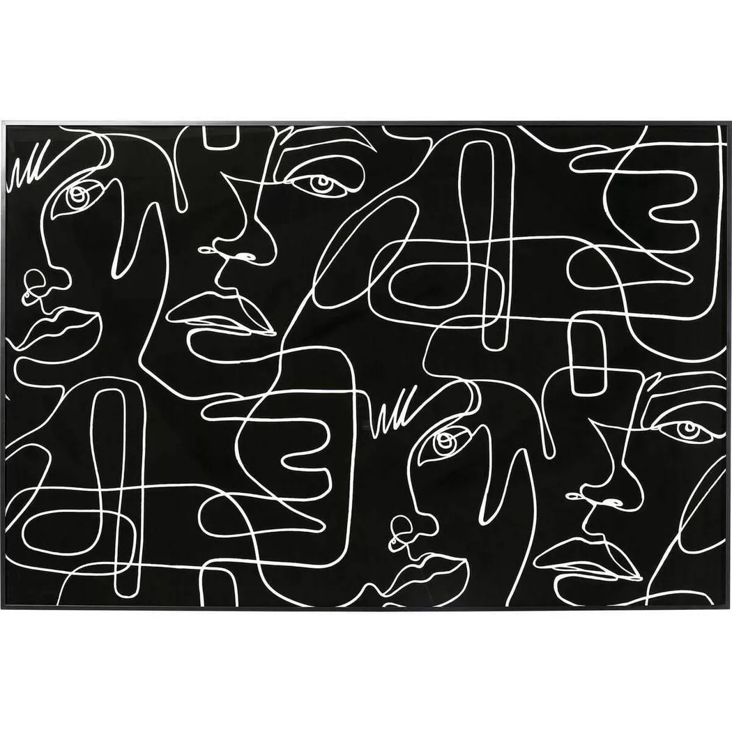 KARE Design - Gerahmtes Bild Faccia Arte Drawing 150x100, One Size, Schwarz