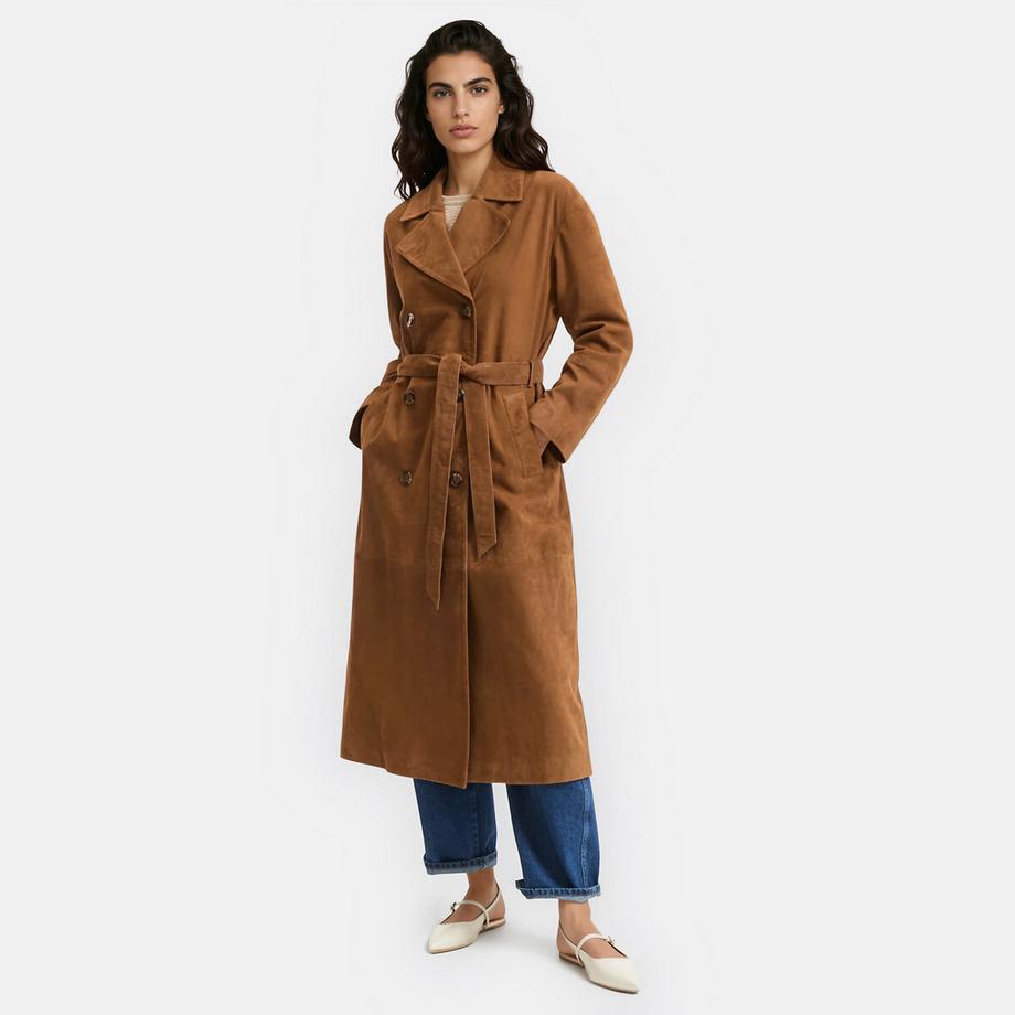 La Redoute Collections Langer Ziegenleder Trenchcoat  